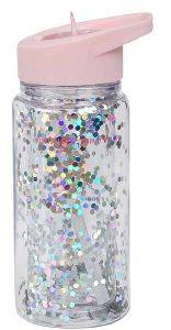 DRINK BOTTLE GLITTER A LITTLE LOVELY COMPANY- PINK/SILVER DRINK BOTTLE GLITTER A LITTLE LOVELY COMPANY- PINK/SILVER