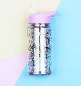 DRINK BOTTLE GLITTER A LITTLE LOVELY COMPANY - PINK/MULTICOLOUR