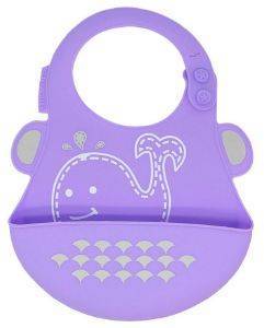 MARCUS AND MARCUS ΣΑΛΙΑΡΑ ΣΙΛΙΚΟΝΗΣ MARCUS - MARCUS BABY BIB LILA WILLO WHALE