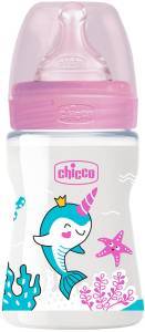 ΜΠΙΜΠΕΡΟ ΠΛΑΣΤΙΚΟ CHICCO WELL BEING ΡΟΖ 150ML ΘΗΛΗ ΣΙΛΙΚΟΝΗΣ 0Μ+