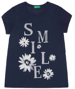 BENETTON T-SHIRT BENETTON CA SMILE ΣΚΟΥΡΟ ΜΠΛΕ (100 CM)-(3-4 ΕΤΩΝ)