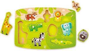 HAPE ΠΑΖΛ ΜΕ ΤΑ ΖΩΑ ΤΗΣ ΖΟΥΓΚΛΑΣ HAPE HAPPY PUZZLES JUNGLE PEG PUZZLE 10 ΤΕΜ