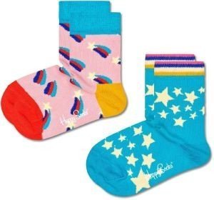 HAPPY SOCKS ΚΑΛΤΣΕΣ HAPPY SOCKS 2-PACK KIDS SHOOTING STAR SOCK KSST02-6000 ΡΟΖ/ΜΠΛΕ (EU:24-26)