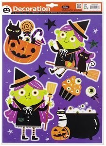 FUN WORLD ΑΥΤΟΚΟΛΛΗΤΑ ΠΑΡΑΘΥΡΟΥ HALLOWEEN FUN WORLD ΜΕ GLITTER ΜΩΒ 29Χ41CM (5903)