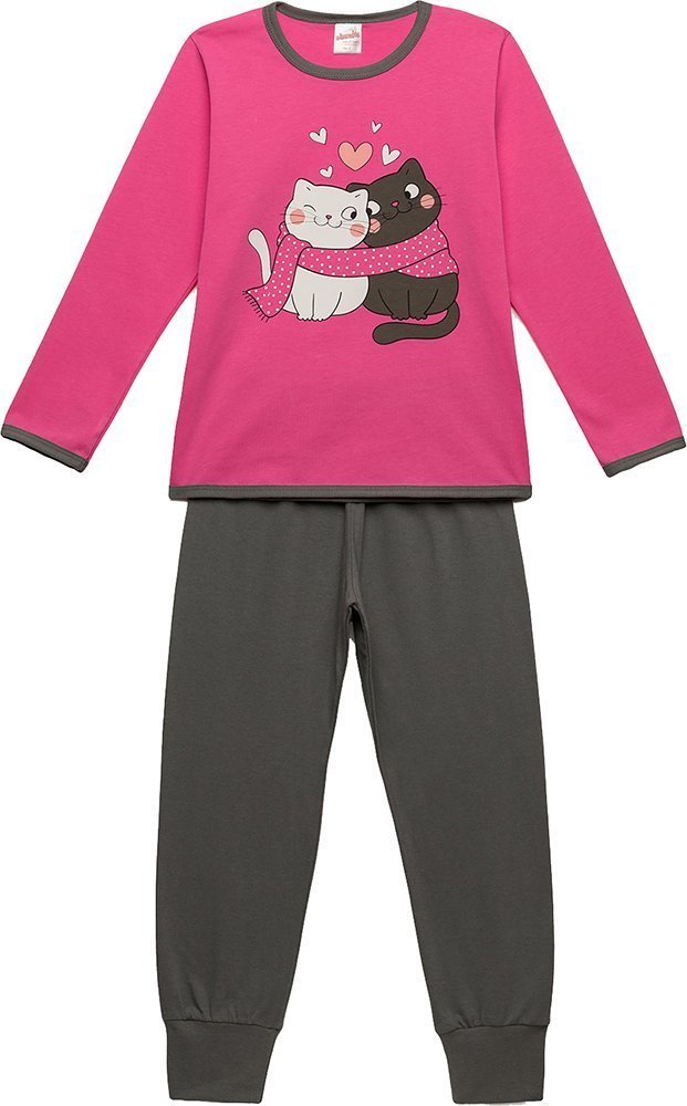 MINERVA ΠΥΤΖΑΜΕΣ MINERVA SWEET CATS ΦΟΥΞΙΑ/ΣΚΟΥΡΟ ΓΚΡΙ (152-164CM)-(12-14 ΕΤΩΝ)
