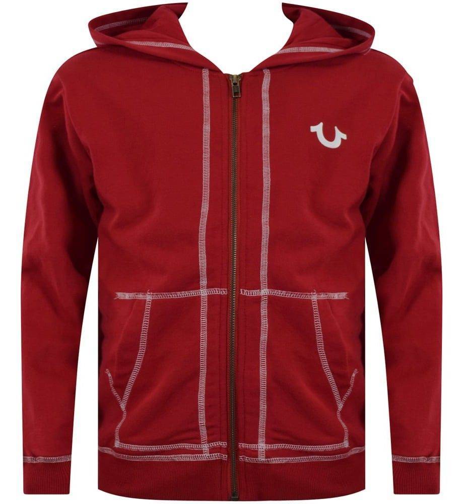TRUE RELIGION HOODIE ΜΕ ΦΕΡΜΟΥΑΡ TRUE RELIGION FRENCH TERRY TR146HD32 ΣΚΟΥΡΟ ΚΟΚΚΙΝΟ (116ΕΚ.)-(6ΕΤΩΝ)
