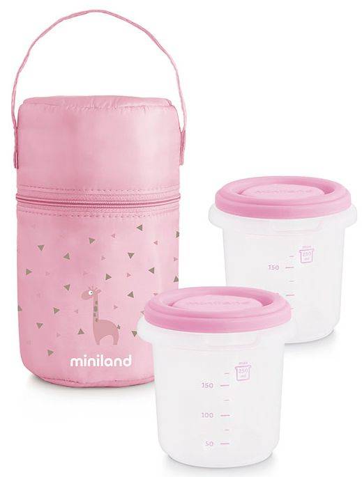 MINILAND ΔΟΧΕΙΑ ΦΑΓΗΤΟΥ MINILAND ΘΕΡΜΟ PACK 2 GO HERMISIZED ΜΕ ΙΣΟΘΕΡΜΙΚΗ ΘΗΚΗ ΡΟΖ