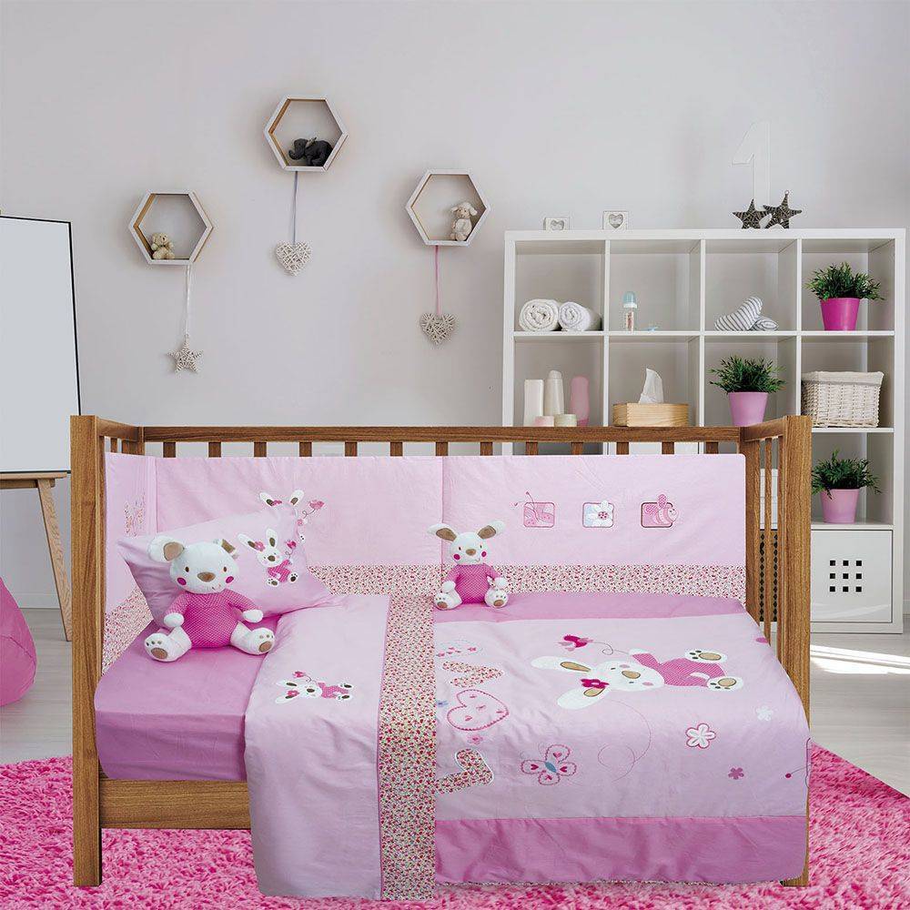 DAS HOME ΣΕΤ ΚΟΥΒΕΡΛΙ-ΜΑΞΙΛΑΡΟΘΗΚΗ-ΛΟΥΤΡΙΝΟ BABY DREAM LINE EMBROIDERY DAS HOME 6336 ΡΟΖ ΚΟΥΝΕΛΑΚΙ 110X150C