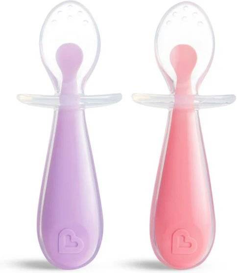 ΣΕΤ 2 ΚΟΥΤΑΛΑΚΙΑ ΣΙΛΙΚΟΝΗΣ MUNCHKIN 2PK GENTLE SILICONE SPOONS PURPLE/PINK