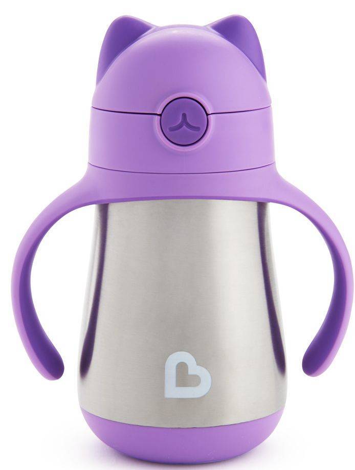 MUNCHKIN ΠΑΓΟΥΡΑΚΙ-ΘΕΡΜΟΣ ΑΝΟΞΕΙΔΩΤΟ MUNCHKIN COOL CAT - STAINLESS STRAW CUP 237ML- PURPLE