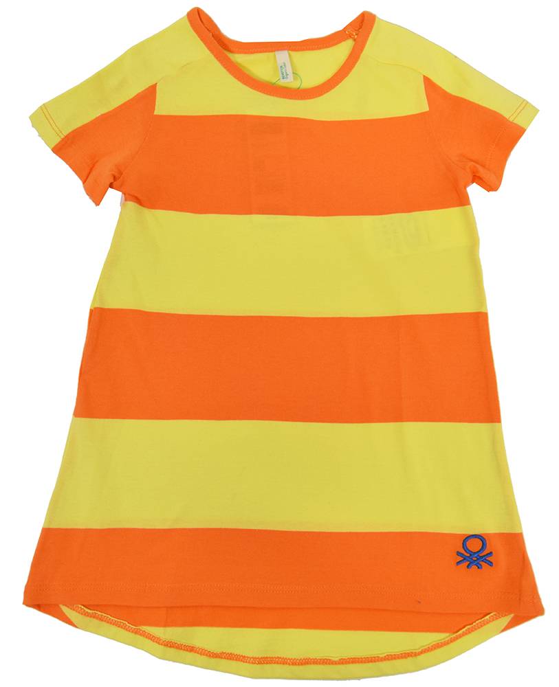 BENETTON ΜΠΛΟΥΖΑ ΜΕ ΚΟΝΤΟ ΜΑΝΙΚΙ BENETTON FOUNDATION TK ΡΙΓΕ ΚΙΤΡΙΝΟ/ΠΟΡΤΟΚΑΛΙ (130 CM)-(7-8 ΕΤΩΝ)
