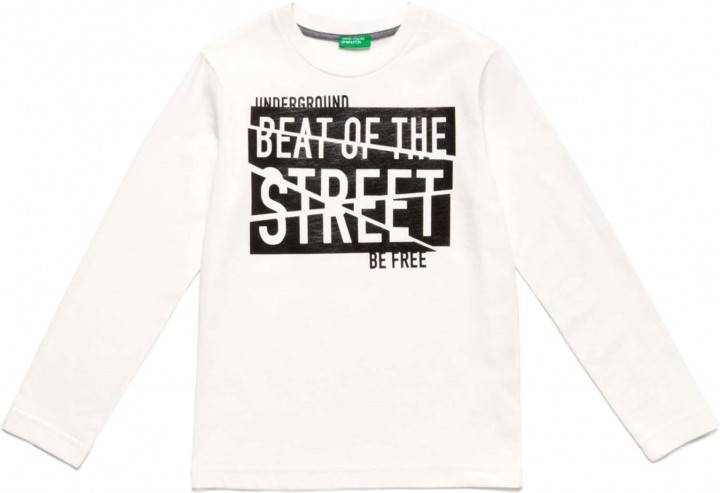 ΜΑΚΡΥΜΑΝΙΚΗ ΜΠΛΟΥΖΑ BENETTON ROCK BOY ΕΚΡΟΥ/ΜΑΥΡΗ (82 CM)-(1-2 ΕΤΩΝ)