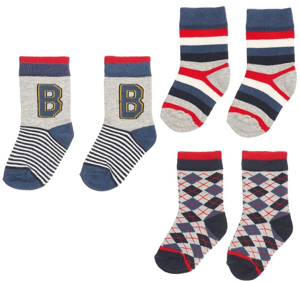 BENETTON ΚΑΛΤΣΕΣ BENETTON SOCKS FASHION ΓΚΡΙ/ΠΟΛΥΧΡΩΜΟ 3ΤΜΧ (0-6 ΜΗΝΩΝ)-(16-17)