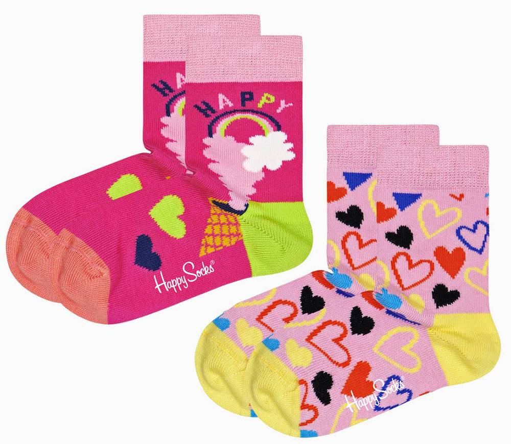 HAPPY SOCKS ΚΑΛΤΣΕΣ HAPPY SOCKS 2-PACK KIDS HAPPY LOVE SOCKS KHAL02-3500 ΡΟΖ/ΦΟΥΞΙΑ (EU:24-26)