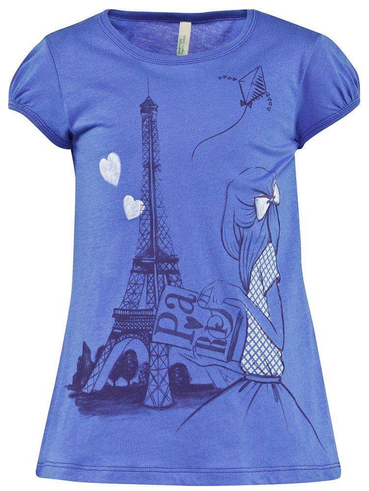 BENETTON ΜΠΛΟΥΖΑ ΜΕ ΚΟΝΤΟ ΜΑΝΙΚΙ BENETTON SEASIDE CITY ΜΠΛΕ (100 CM)-(3-4 ΕΤΩΝ)
