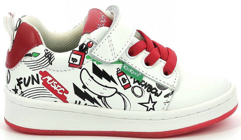 SNEAKERS KICKERS BISKAROS 895910 ΛΕΥΚΟ/ΚΟΚΚΙΝΟ (EU:30)