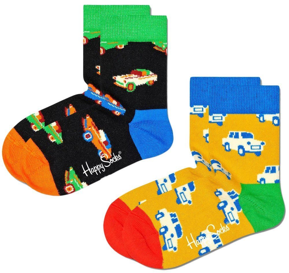 HAPPY SOCKS ΚΑΛΤΣΕΣ HAPPY SOCKS 2-PACK KIDS CAR SOCK KCAR02-9300 ΜΑΥΡΟ/ΚΙΤΡΙΝΟ (EU:22-24)