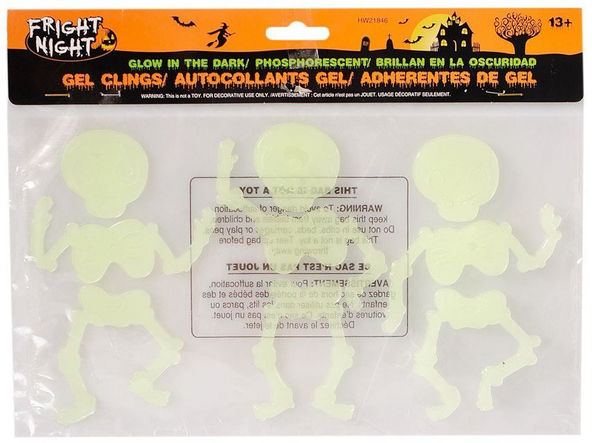 FUN WORLD ΑΥΤΟΚΟΛΛΗΤΑ HALLOWEEN GLOW IN DARK FUN WORLD ΣΚΕΛΕΤΟΙ 29Χ17CM 3ΤΜΧ (7004)