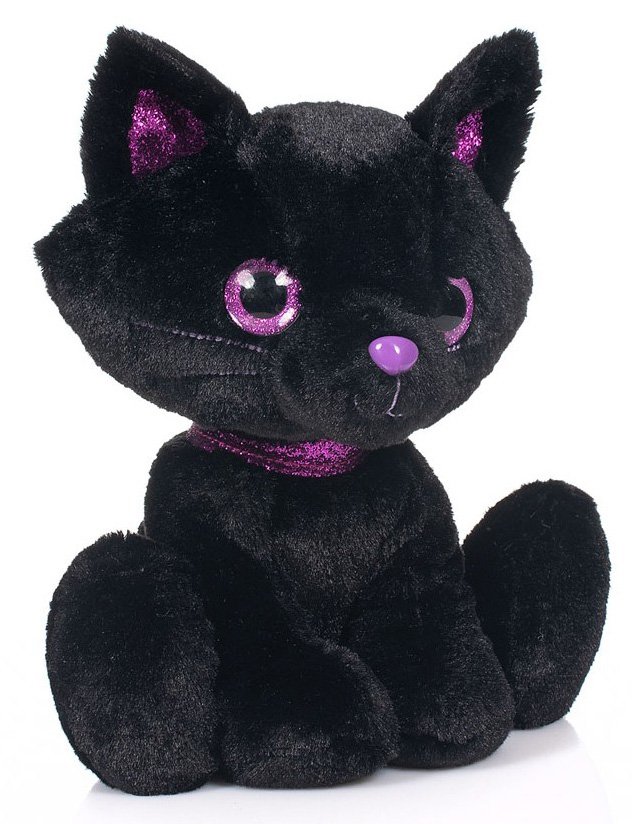 FRIENDLIES ΛΟΥΤΡΙΝΗ ΓΑΤΑ ΜΕ ΜΩΒ ΜΥΤΟΥΛΑ FUN WORLD ΜΑΥΡΗ 26CM (2239)