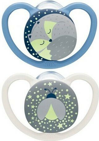 NUK ΠΙΠΙΛΑ NUK ΣΙΛΙΚΟΝΗ SPACE NIGHT 0-6 ΜΗΝΩΝ ΜΕ ΘΗΚΗ ΜΠΛΕ/ΓΚΡΙ 2ΤΜΧ