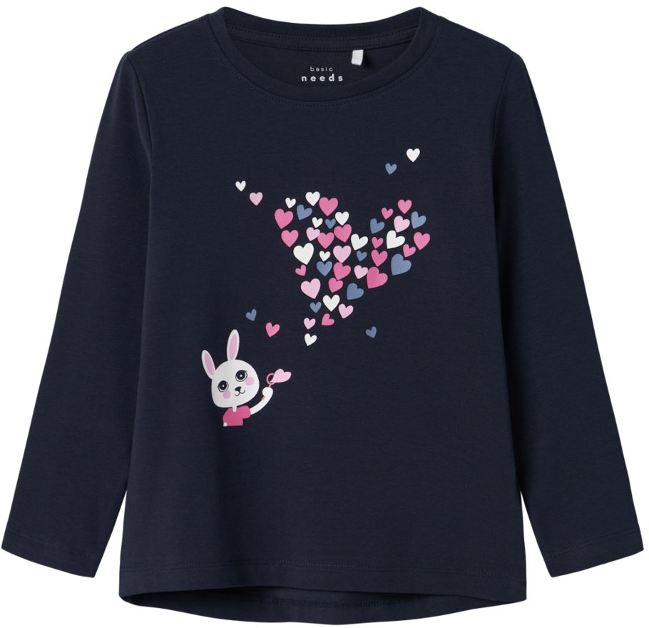NAME IT ΜΠΛΟΥΖΑ ΜΑΚΡΥΜΑΝΙΚΗ NAME IT NMFVIX BUNNY 13224958 ΣΚΟΥΡΟ ΜΠΛΕ (98CM)(3 ΕΤΩΝ)