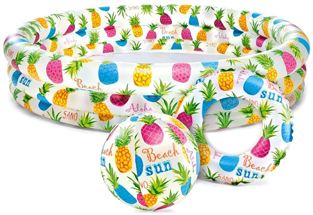 INTEX ΦΟΥΣΚΩΤΗ ΠΙΣΙΝΑ INTEX PINEAPPLE SPLASH SET POOL ΜΕ ΜΠΑΛΑ - ΣΩΣΙΒΙΟ