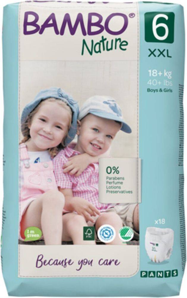 ΠΑΝΕΣ ΒΡΑΚΑΚΙ BAMBO NATURE ECO-FRIENDLY PANTS SIZE 6 (18+ KG) 18 ΤΜΧ