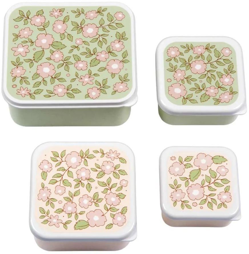 A LITTLE LOVELY COMPANY ΣΕΤ ΔΟΧΕΙΑ ΦΑΓΗΤΟΥ A LITTLE LOVELY COMPANY LUNCH BOX BLOSSOMS - SAGE