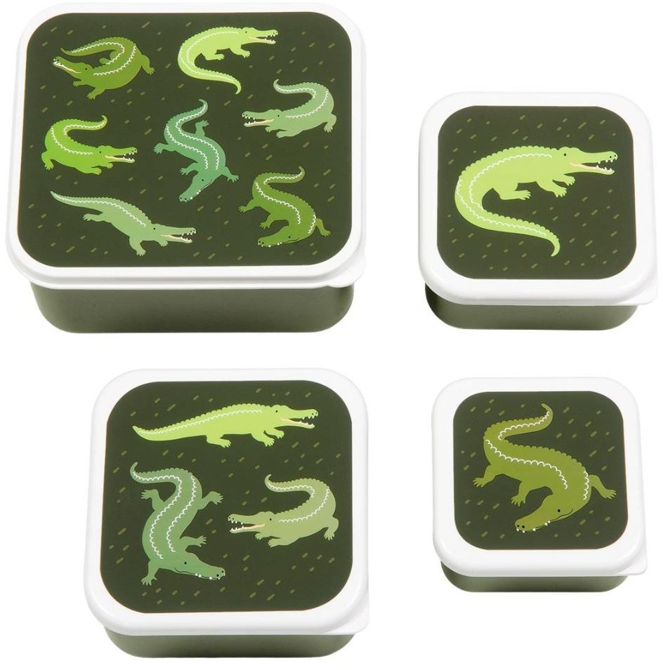 A LITTLE LOVELY COMPANY ΣΕΤ ΔΟΧΕΙΑ ΦΑΓΗΤΟΥ A LITTLE LOVELY COMPANY LUNCH BOX SET CROCODILES
