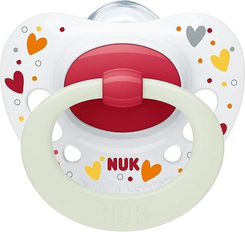 NUK ΠΙΠΙΛΑ NUK ΣΙΛΙΚΟΝΗ SIGNATURE NIGHT ΛΕΥΚΟ-ΚΟΚΚΙΝΟ 1TMX. 0-6 ΜΗΝΩΝ