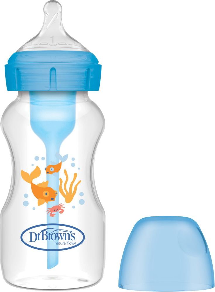 ΜΠΙΜΠΕΡΟ ΠΛΑΣΤΙΚΟ DR.BROWN'S OPTIONS+ ΦΑΡΔΥ ΛΑΙΜΟ ΜΠΛΕ 270 ML