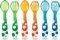  6  &  MUNCHKIN 6 MULTI-COLOURED FORKS AND SPOONS 12+ 